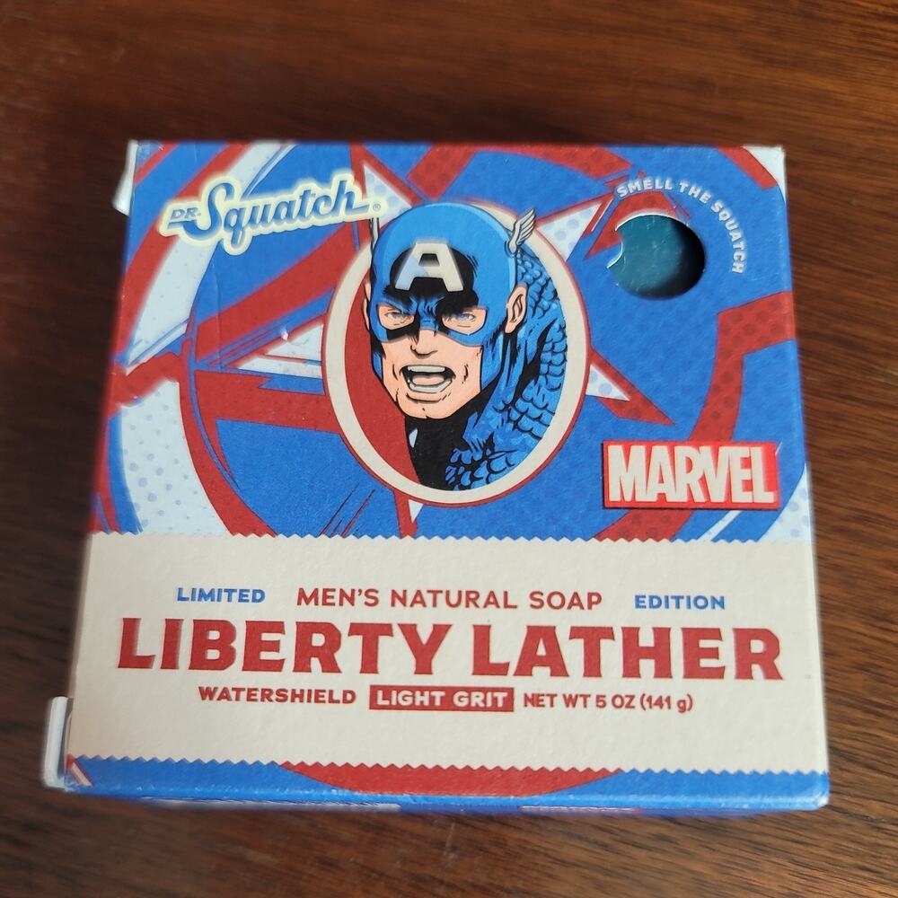 Dr. Squatch Liberty Lather Men’s Natural Soap Marvel Limited Ed. 5oz Light Grit